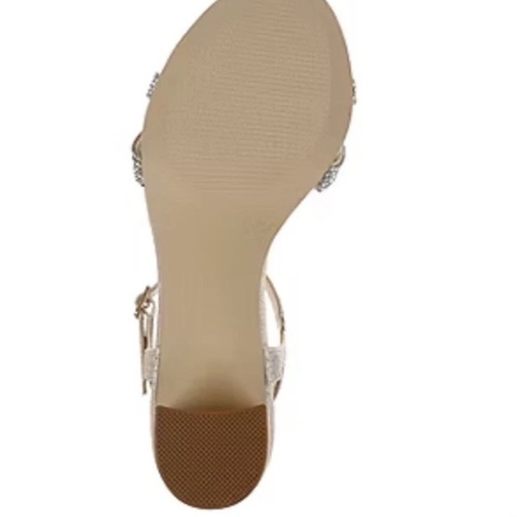 Badgley Mischka Vera American Glamour Shoes Heels Size 8 Silver Glitter Strappy